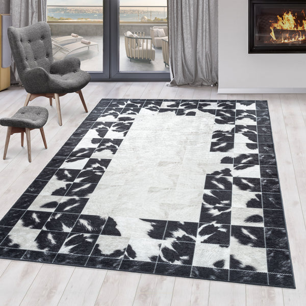 Wasbaar Vloerkleed FIESTA 4307 Black – Modern, Dun & Gebruiksvriendelijk