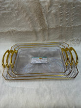 3-Delige Dienbladenset Rechthoekig – Acrylic Plastic met Gouden Details en Handvat