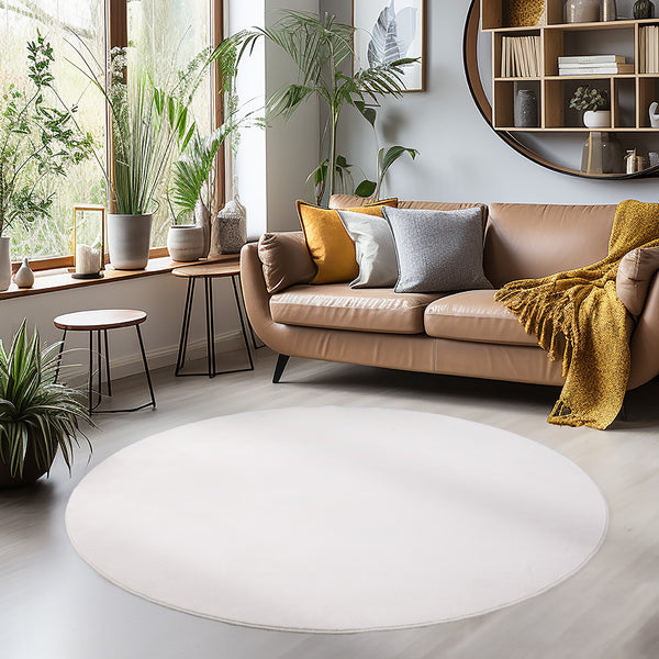 Vloerkleed SKY Cream Rond – Effen, Zacht & Tijdloos