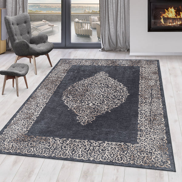 Wasbaar Vloerkleed FIESTA 4303 Black – Dun, Stijlvol & Praktisch