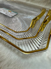 3-Delige Dienbladenset Rechthoekig – Acrylic Plastic met Gouden Details en Handvat