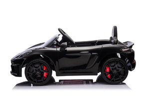 Porsche Spyder RS Zwart – 12V Elektrische Kinderauto met Luxe Afwerking, mp3 speler & Afstandsbediening