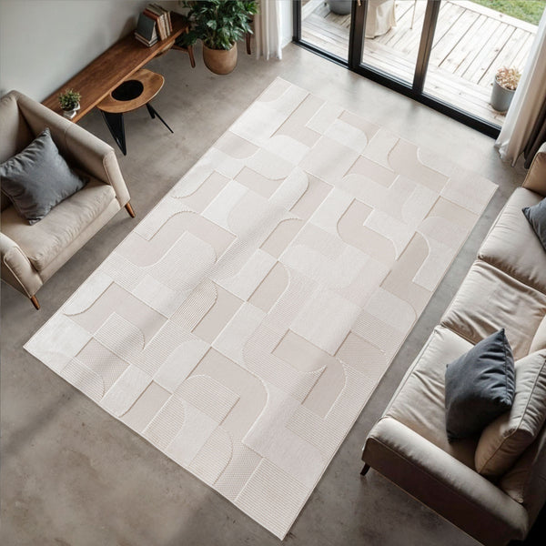 Vloerkleed DOHA 1651 – Cream, Modern Design, Anti-Slip