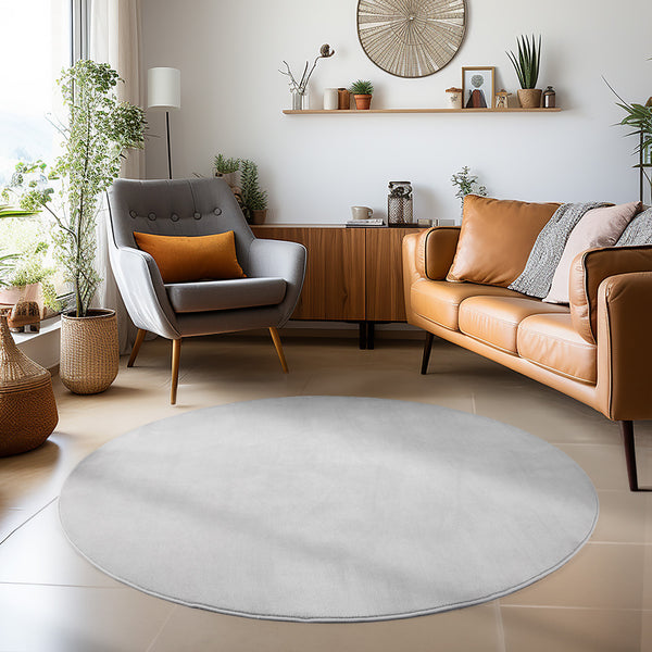 Vloerkleed SKY Silver Rond – Effen, Fris & Tijdloos