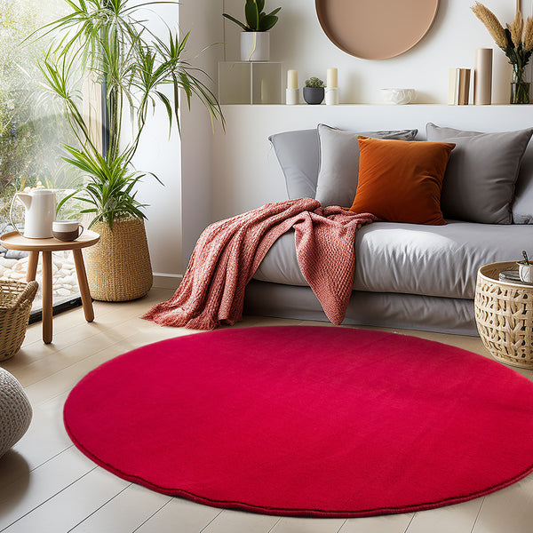 Vloerkleed SKY Red Rond – Effen, Warm & Oogstrelend
