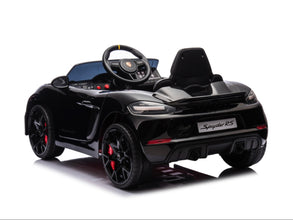 Porsche Spyder RS Zwart – 12V Elektrische Kinderauto met Luxe Afwerking, mp3 speler & Afstandsbediening
