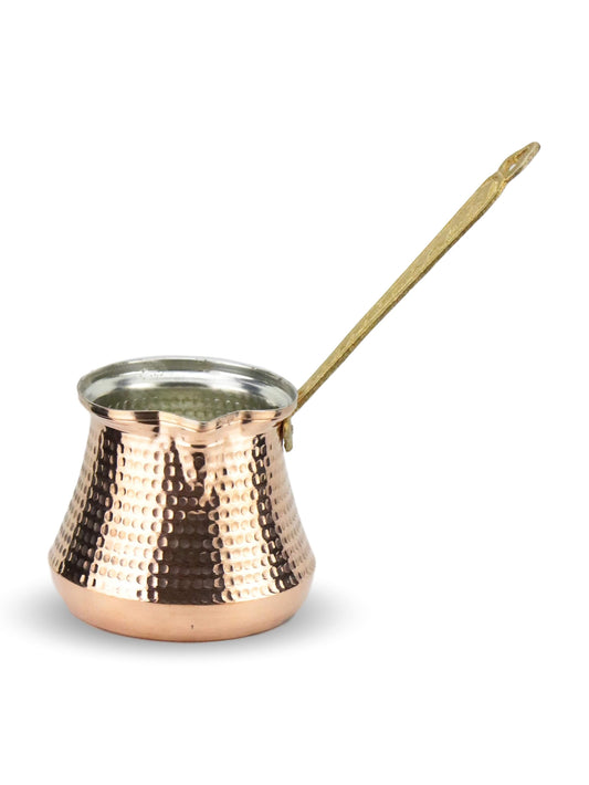 Traditionele koperen Turkse melkkan / koffiekan – Handgemaakte cezve & sütlük