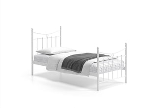 Eenpersoonsbed Sacha 90x200 – Wit Metalen Bedframe Inclusief Lattenbodem