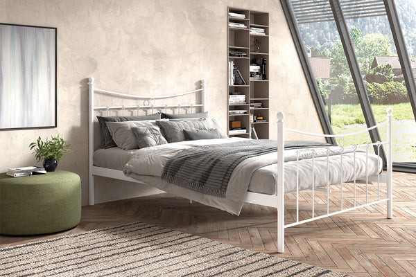Tweepersoonsbed Sacha 140x200 – Wit Metalen Bedframe Inclusief Lattenbodem