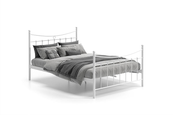 Tweepersoonsbed Sacha 140x200 – Wit Metalen Bedframe Inclusief Lattenbodem