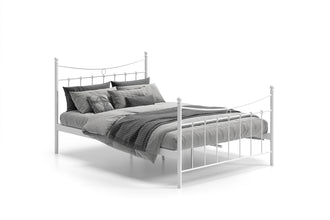 Tweepersoonsbed Sacha 140x200 – Wit Metalen Bedframe Inclusief Lattenbodem