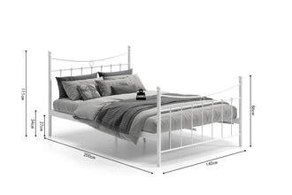 Tweepersoonsbed Sacha 140x200 – Wit Metalen Bedframe Inclusief Lattenbodem