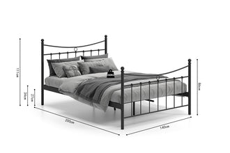 Tweepersoonsbed Sacha 140x200 – Zwart Metalen Bedframe Inclusief Lattenbodem