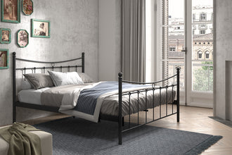 Tweepersoonsbed Sacha 160x200 – Zwart Metalen Bedframe Inclusief Lattenbodem
