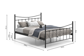 Tweepersoonsbed Sacha 160x200 – Zwart Metalen Bedframe Inclusief Lattenbodem