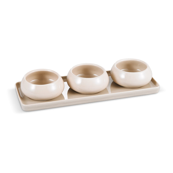 Trendy Cosmo Chubby serveerset – 4-delig – beige – 28 x 10 x 1,5 cm