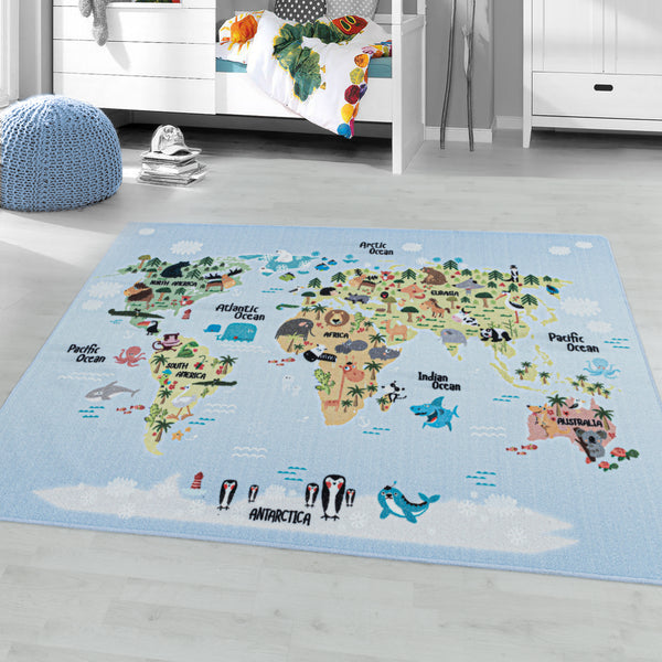 Vloerkleden Kinderen PLAY 2917 BLUE – Speels en Veilig