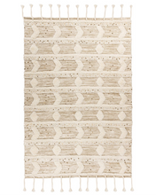 Handgemaakt wollen vloerkleed in Boho-stijl (Crème/Khaki, 80 × 150 cm)