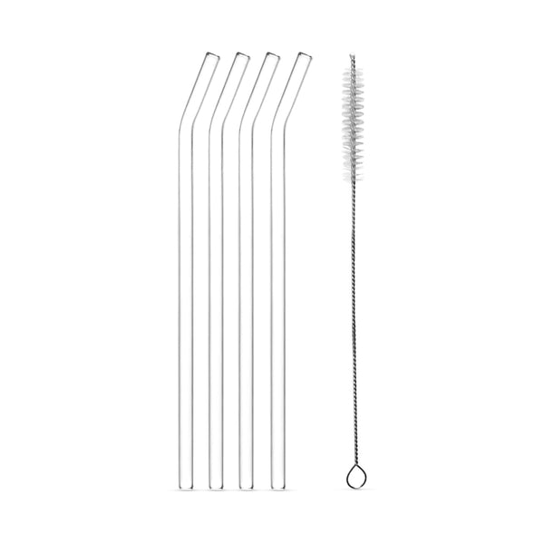 Glazen rietjes set – 4 herbruikbare rietjes + schoonmaakborstel – Eco vriendelijk & transparant