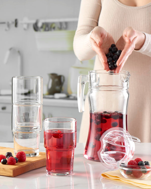 Pasabahce Azur Glazen Waterkan – 1400 ml – Met Transparant Deksel – Karaf voor Water, Sap en Limonade