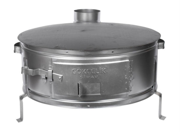 Traditionele Sac Oven – 60 cm – Houtskool & Hout – Afneembare Bakplaat + 50 cm Pijp