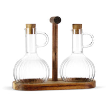 Linea olie- en azijnstel met acaciahouten basis – 2 × 300 ml