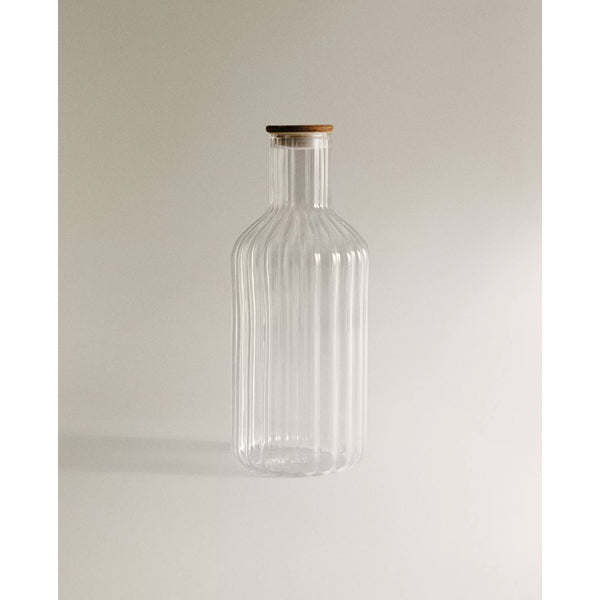 Borosilicaatglas fles Linea met acaciahouten stopper – 1400 ml – detailfoto 2