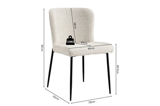 Eetkamerstoel Lisa – Bouclé Ecru – Zwarte Metalen Poten