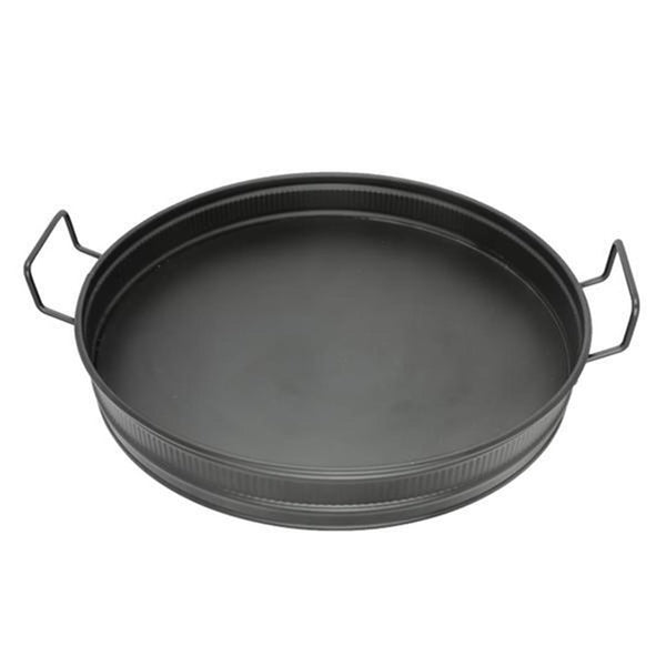 Metalen Ronde Dienblad met Handgrepen – Zwart, 38 cm, Met Motieven