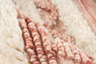 Handgemaakt wollen vloerkleed in Boho-stijl (Roze/Crème, 200 × 200 cm)
