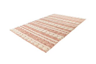 Handgemaakt wollen vloerkleed in Boho-stijl (Roze/Crème, 120 × 180 cm)