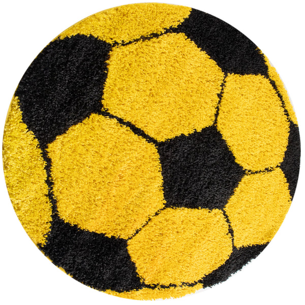 Vloerkleed FUN YELLOW Shaggy Rond – Zacht, Modern & Kindvriendelijk – detailfoto 2