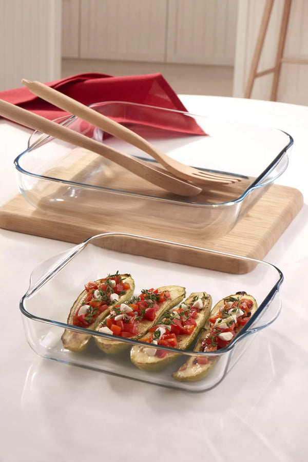 Pasabahce BORCAM Vierkante Ovenschalen – Set van 2 – detailfoto 2