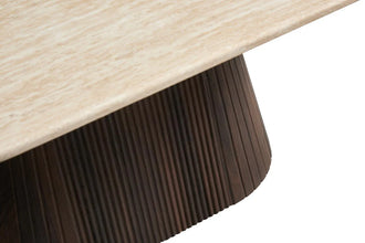 Kimberly Eettafel – Ovaal 180x90 cm – Flintstone Look Steen met Bruin MDF Onderstel