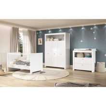 Complete Olivia babykamer wit – 3-delige babykamer set met 3-deurs kledingkast, kinderbed 70x140 cm en dressoir met commode