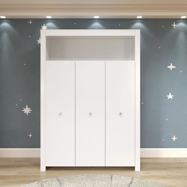 Complete Olivia babykamer wit – 3-delige babykamer set met 3-deurs kledingkast, kinderbed 70x140 cm en dressoir met commode