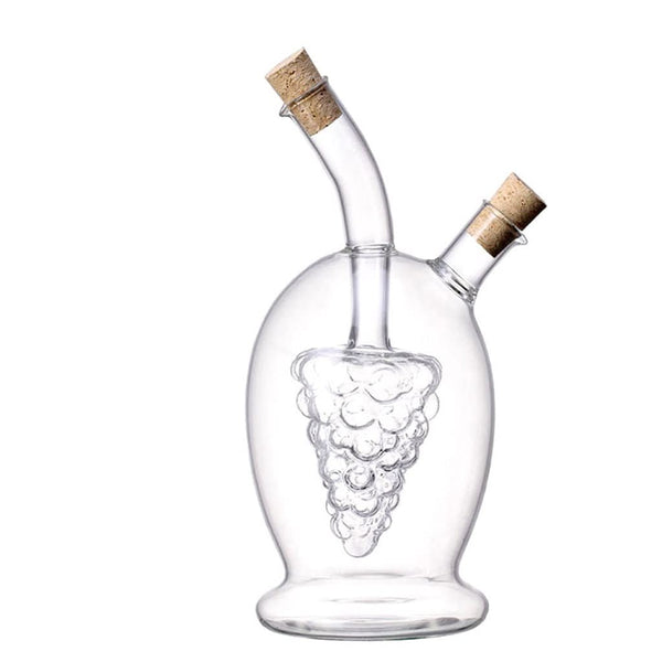 Borosilicaatglas olie- en azijnfles dubbelwandig met druif – 360 + 50 ml
