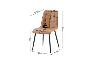 Eetkamerstoel Furas – Cognac Vintage PU Leer – Zwarte Metalen Poten