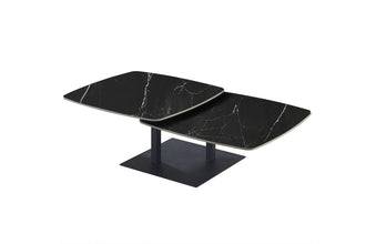 Salontafel Sendai draaibaar zwart marmerlook steen – moderne design koffietafel