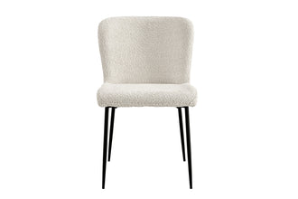 Eetkamerstoel Lisa – Bouclé Ecru – Zwarte Metalen Poten