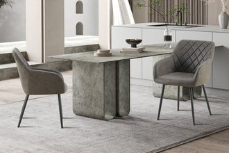 Eetkamerstoel Peron – PU leer grijs met armleuningen