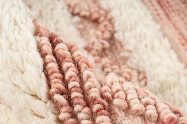 Handgemaakt wollen vloerkleed in Boho-stijl (Roze/Crème, 200 × 290 cm)