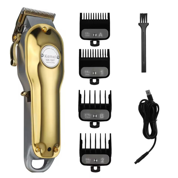 Tondeuse KM-1987 – Oplaadbare Professionele Tondeuse (Goud RVS)