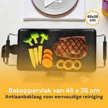 Royal Swiss Elektrische Grillplaat 2000W – Bakplaat 46×26 cm – Anti-aanbak – Thermostaat – Vetopvangbak