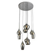 Hanglamp Neuss – 9-lichts – Smoke Glas – In Hoogte Verstelbaar – E14 Fitting – Zilver