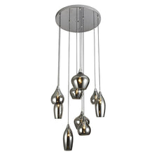 Hanglamp Neuss – 9-lichts – Smoke Glas – In Hoogte Verstelbaar – E14 Fitting – Zilver