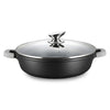 Ferveo Omega braadpan – Ø28 cm – met glazen deksel en marmercoating – zwart
