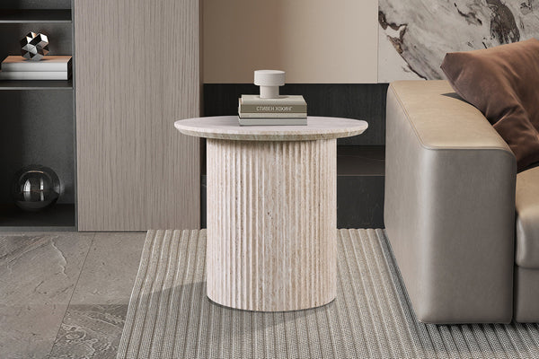 Salontafel Lagos Rond 50 cm – Travertin Beige – Moderne Bijzettafel