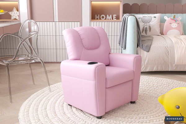 Kinder Relaxfauteuil RENÉE – Manueel verstelbare mini relaxstoel in roze PU