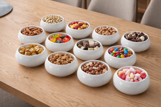 Chubby porseleinen kommetjes – wit – set van 6 - 11,5 x 5 cm